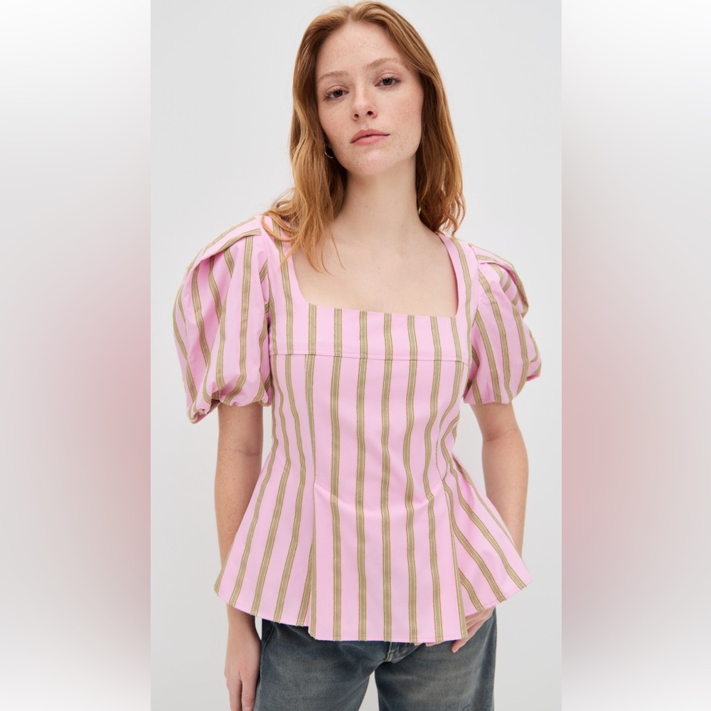 STINE GOYA Blouson Striped Top, Wallpaper Stripes, Large